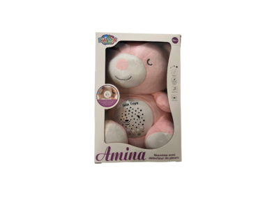 Veilleuse bébé Amina rose -  avec projection étoilée et détecteur de pleurs – Isla Toys