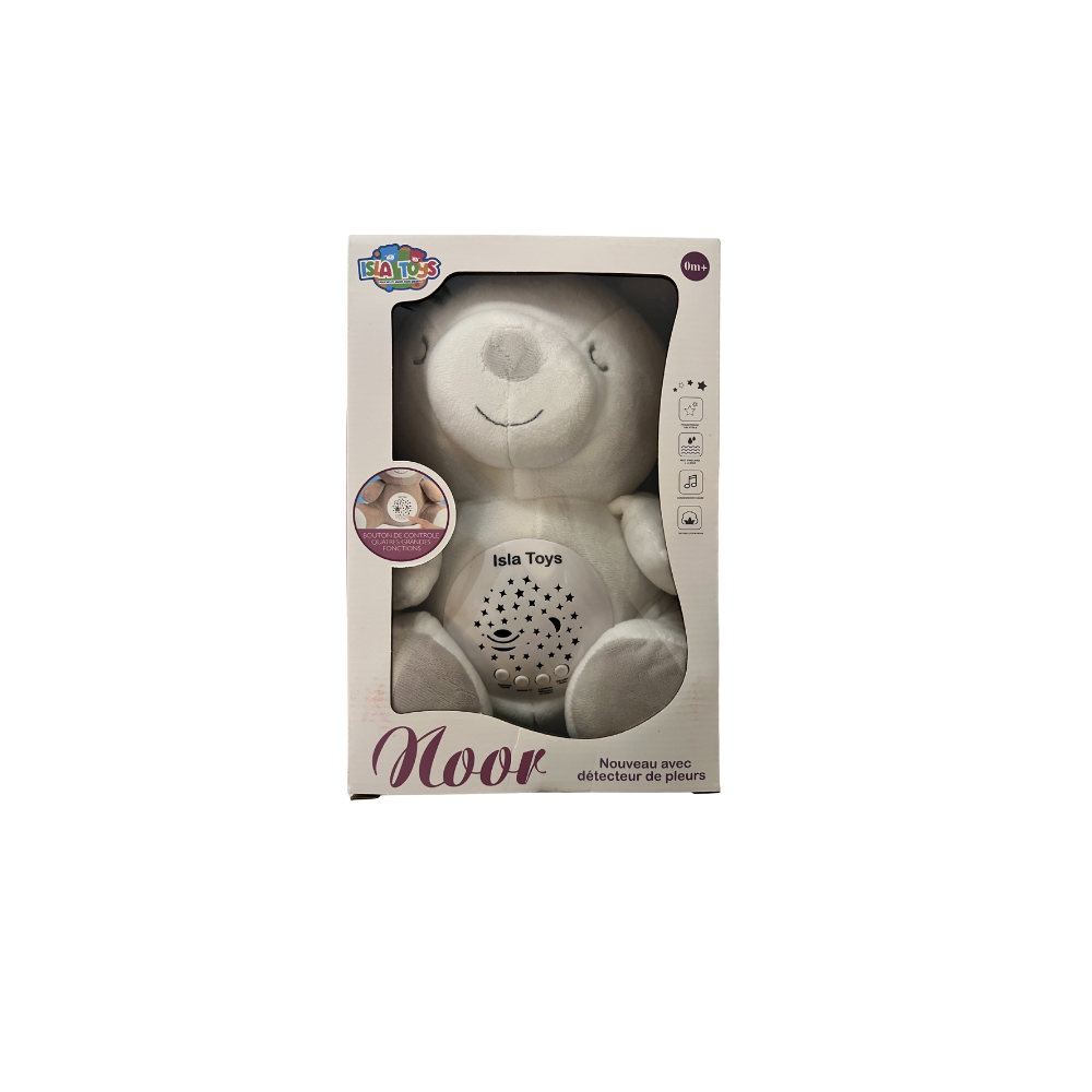 Veilleuse bébé Noor blanc - avec projection étoilée et détecteur de pleurs – Isla Toys