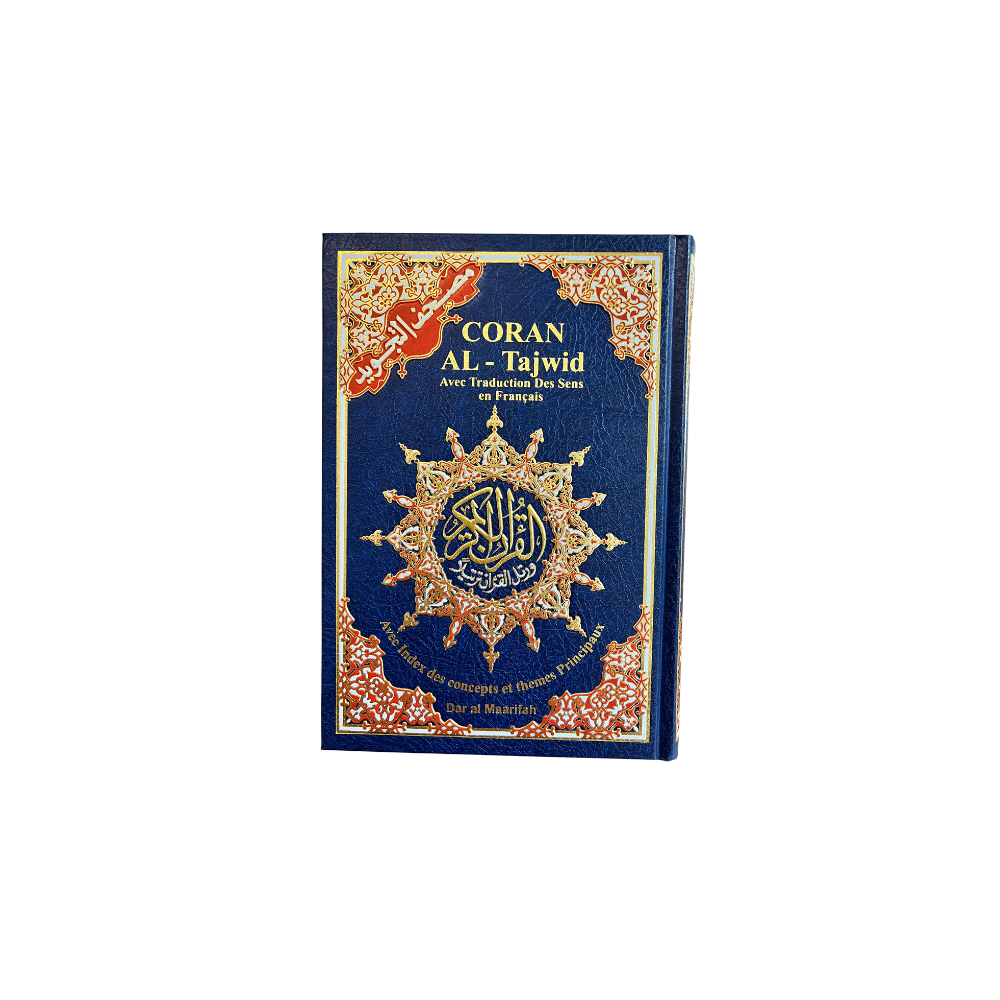 Coran al Tajwid avec traduction des sens en français - Bleu